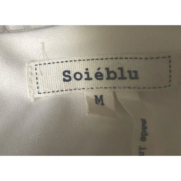 Soieblu Sz Medium Ivory/Blue Boho Embroidered Linen Blend Shift Dress - Picture 4 of 4